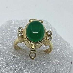Green Onyx Poison Ring, Handmade Ring, Compartment Ring, Locket Ring, Silver Poison Box Ring, Mother Day, 925 Sterling Silver, Gift For Her