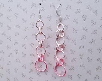 Pink Ombre Metal Hoop Dangle Earrings