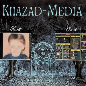 May include: CD case with pixelated face on the front and a graphic on the back, with the text "Mix With Poison". The image has a dark, fantasy theme with the text "Khazad-Media" at the top.