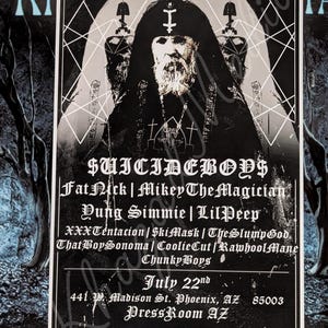 Suicideboys The Pressroom, AZ 2016 Konsertaffisch