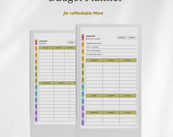 Budget Planner Template for reMarkable Paper Pro Move, Expense Tracker