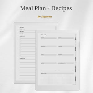 Meal Planner for Supernote, Recipe Journal