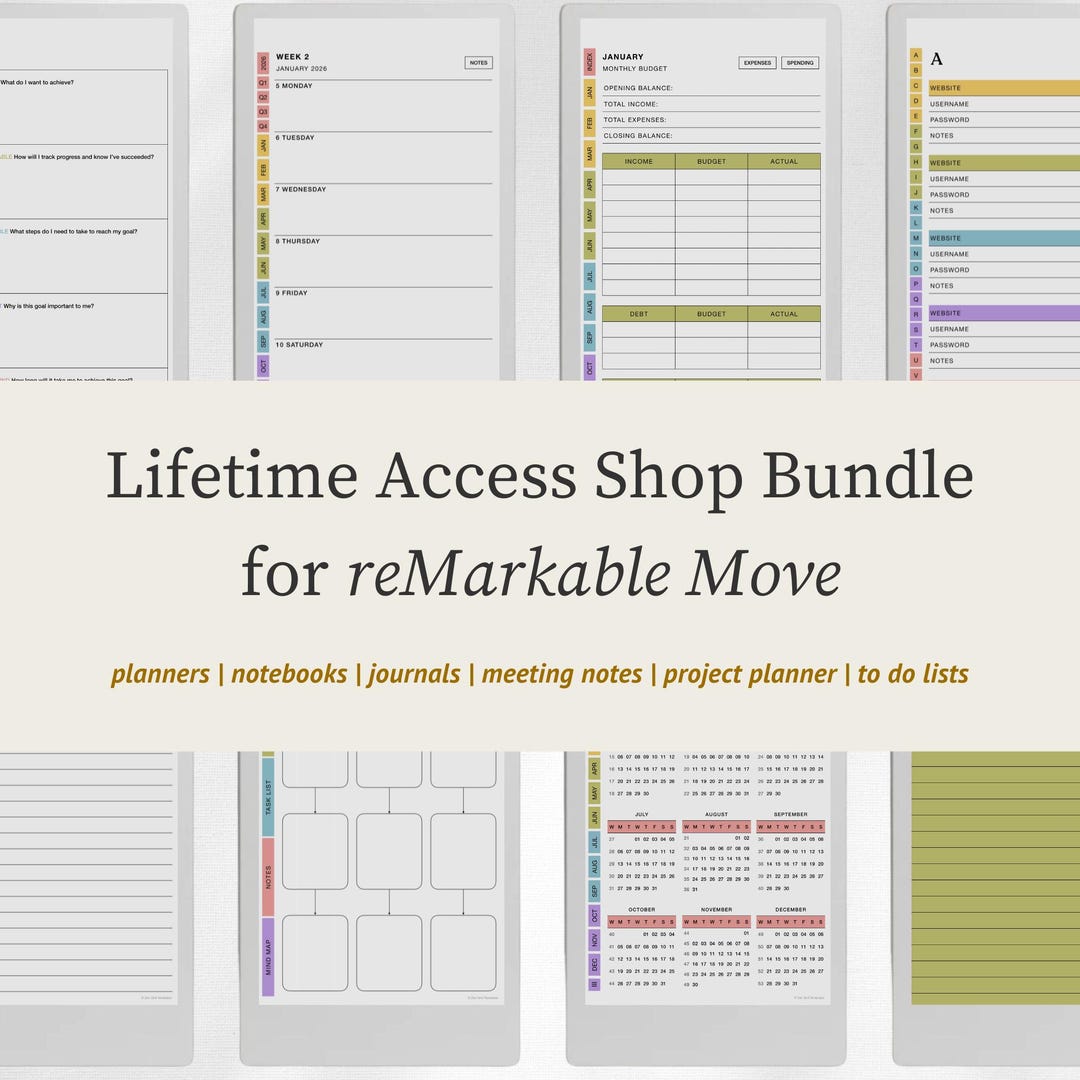 Lifetime Access Planner Bundle Templates for Remarkable Paper Pro Move ...