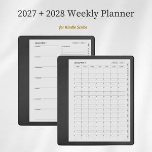 Agenda settimanale 2027 + 2028 per Kindle Scribe, modello di programma settimanale