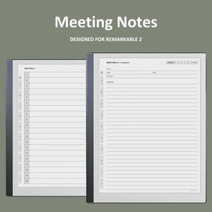 Meeting Notes Template for Remarkable 2 (PDF File)