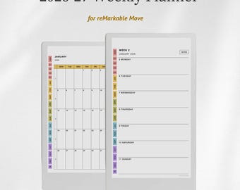 2026 + 2027 Weekly Planner Template for reMarkable Paper Pro Move