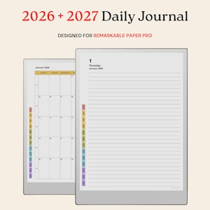 2026 + 2027 Daily Journal Template for reMarkable Paper Pro