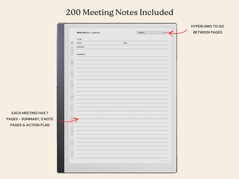Meeting Notes Template for Remarkable 2, Meeting Notebook - Etsy