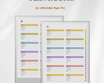 Password Book Template for reMarkable Paper Pro