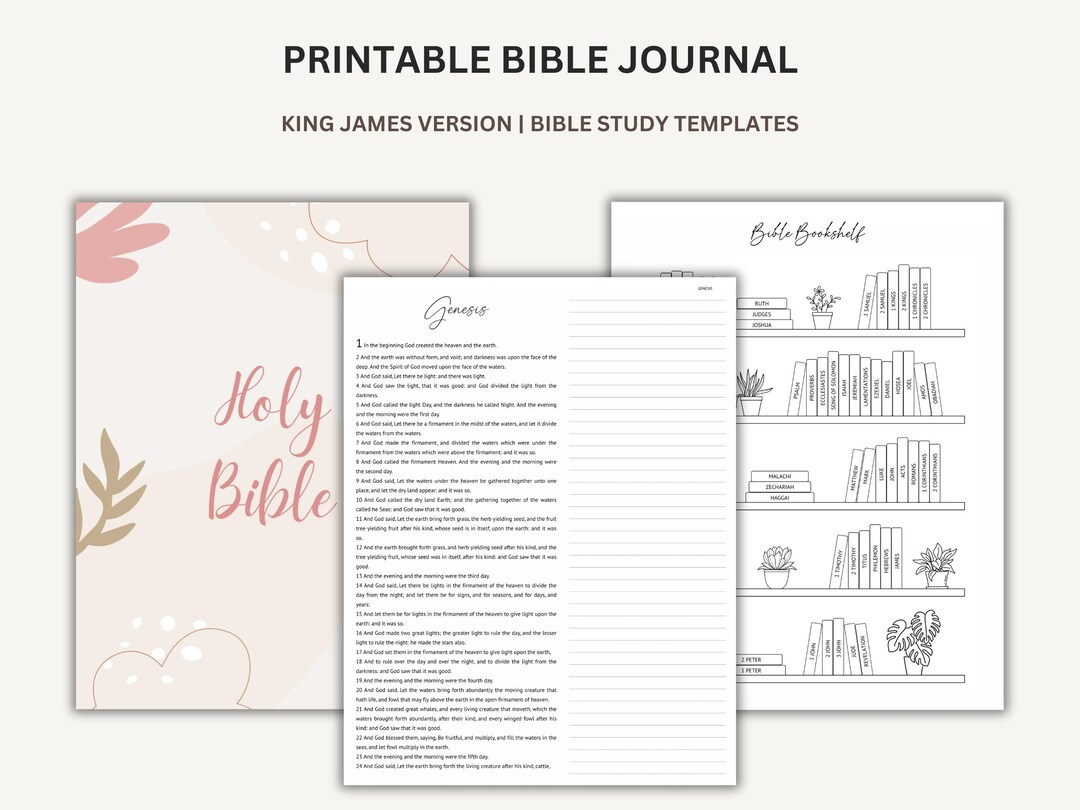 Printable Bible KJV, Printable Bible Study Journal, King James Bible - Etsy