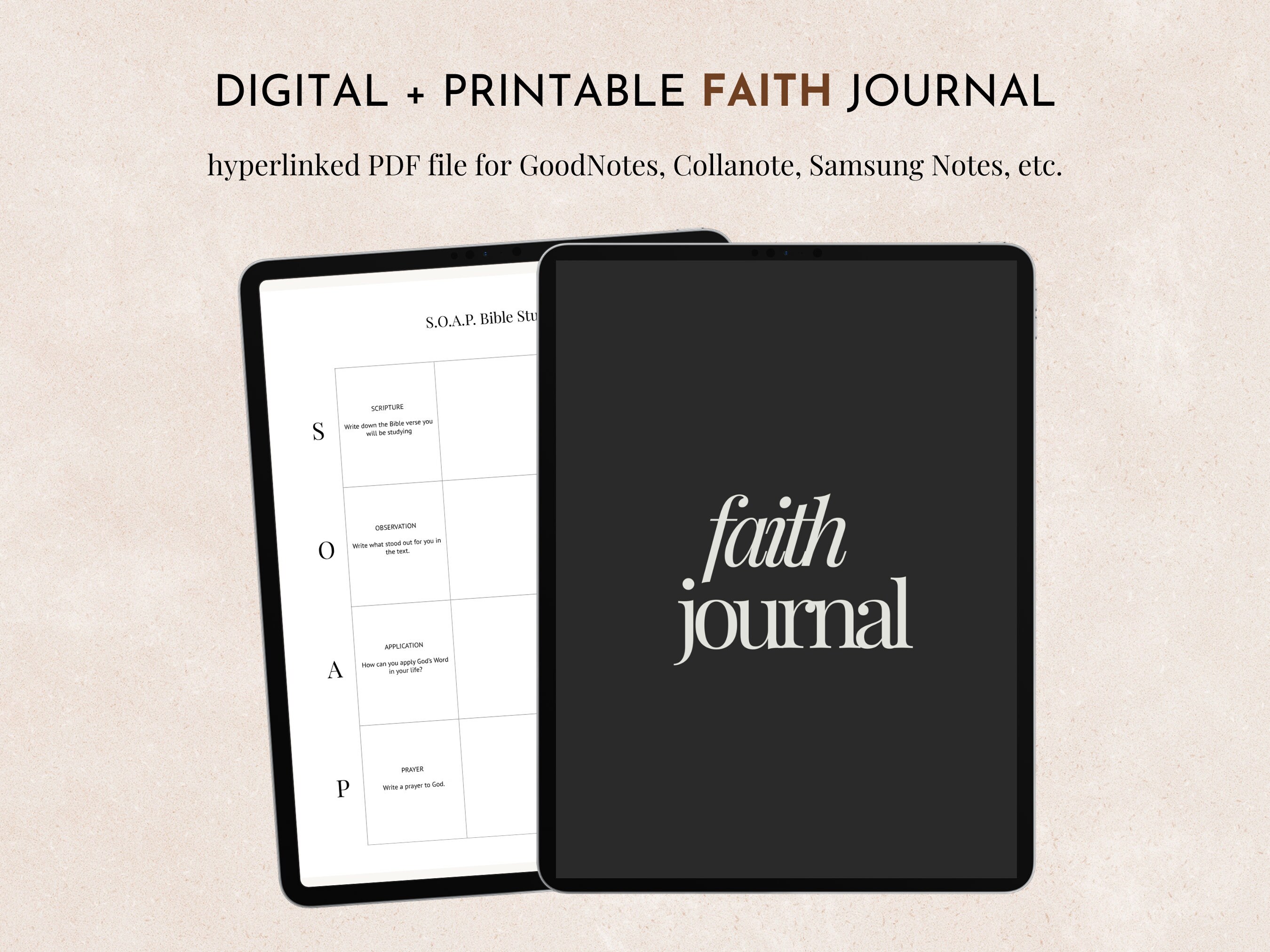 Digital Faith Planner, Printable Faith Journal PDF, Bible Study Journal ...