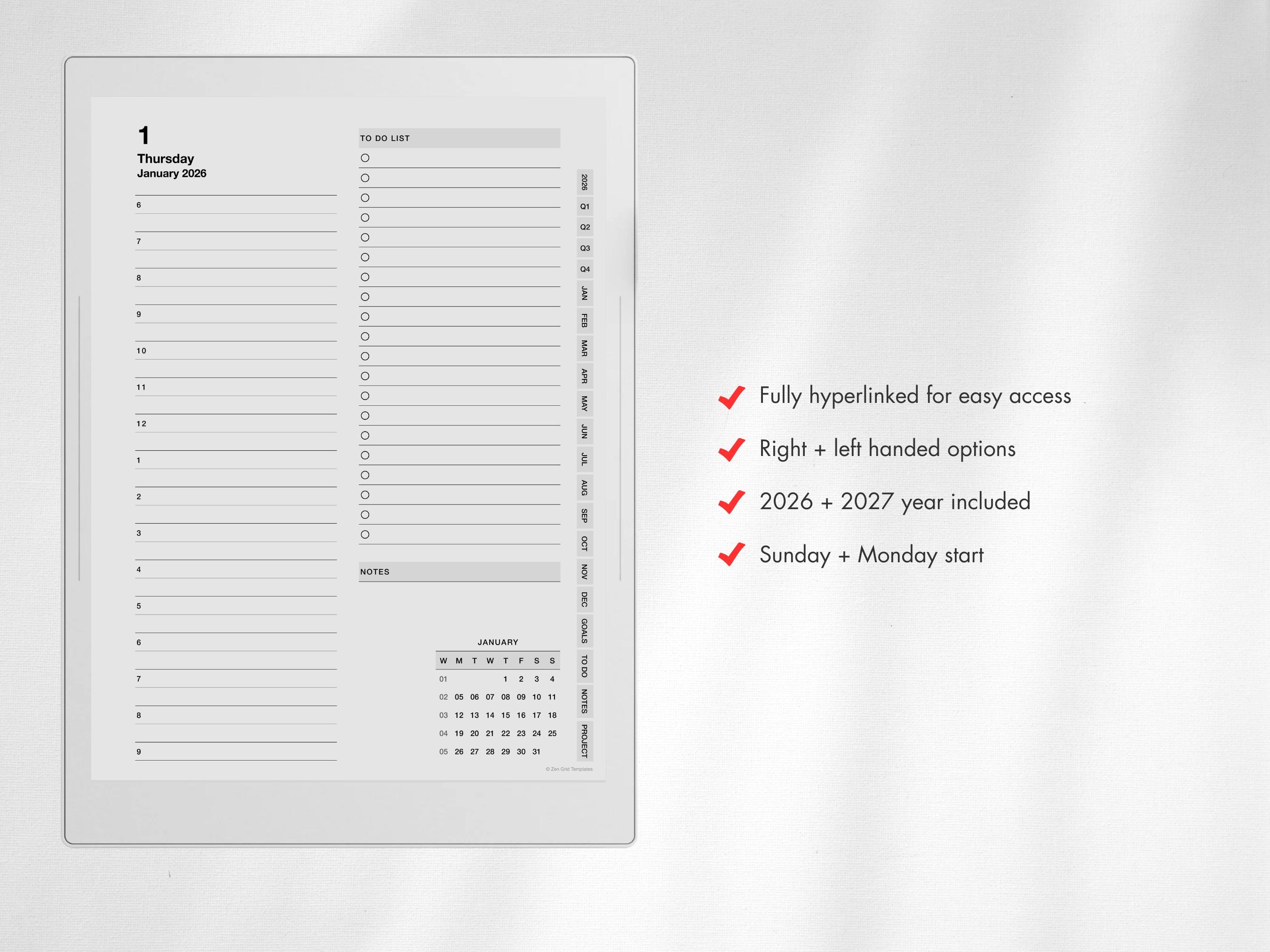2026 + 2027 Daily Planner Template for Supernote Manta A5X & Supernote ...