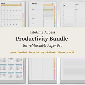 Plantilla de paquete de productividad para reMarkable Paper Pro, acceso de por vida.