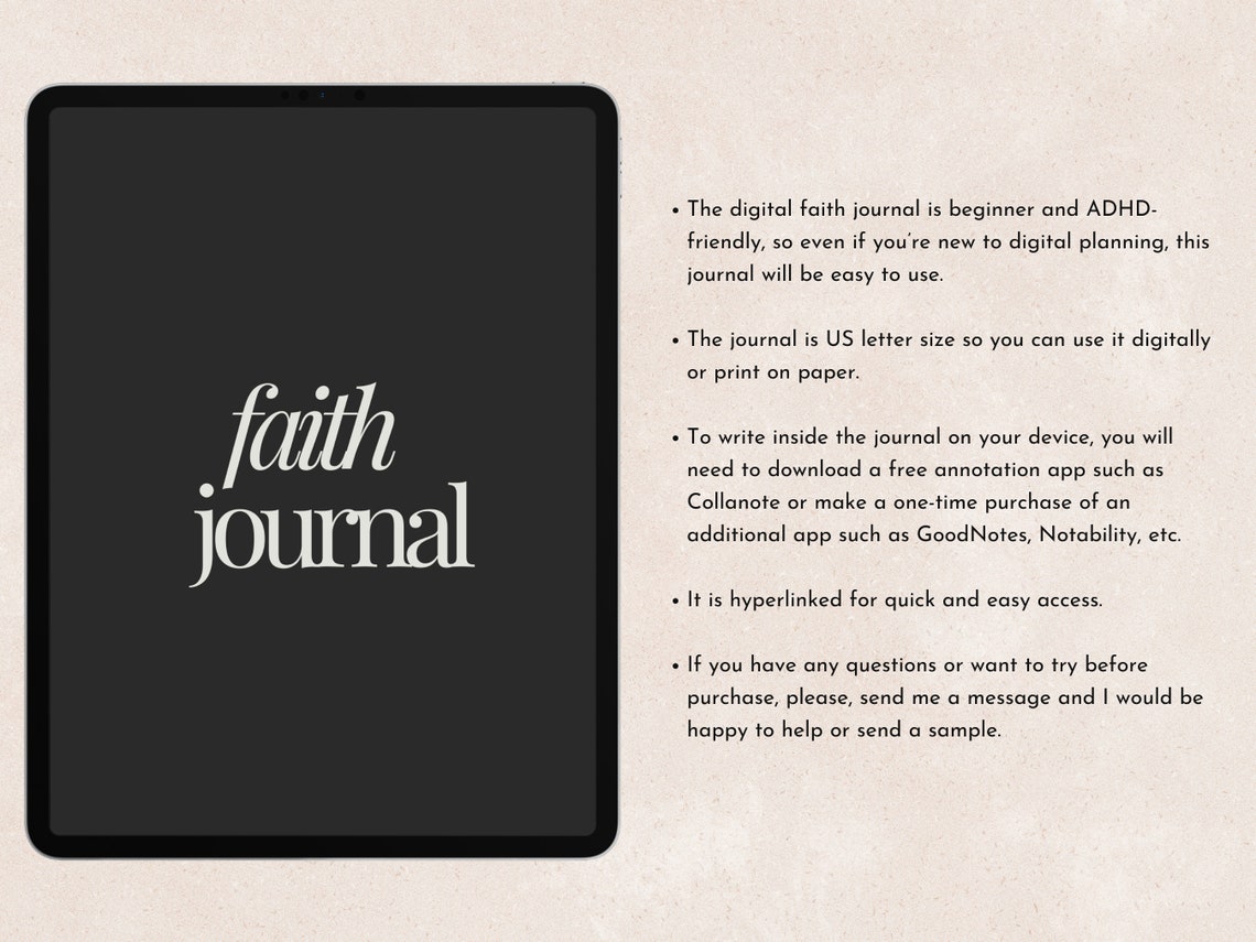 Digital Faith Planner, Printable Faith Journal PDF, Bible Study Journal ...