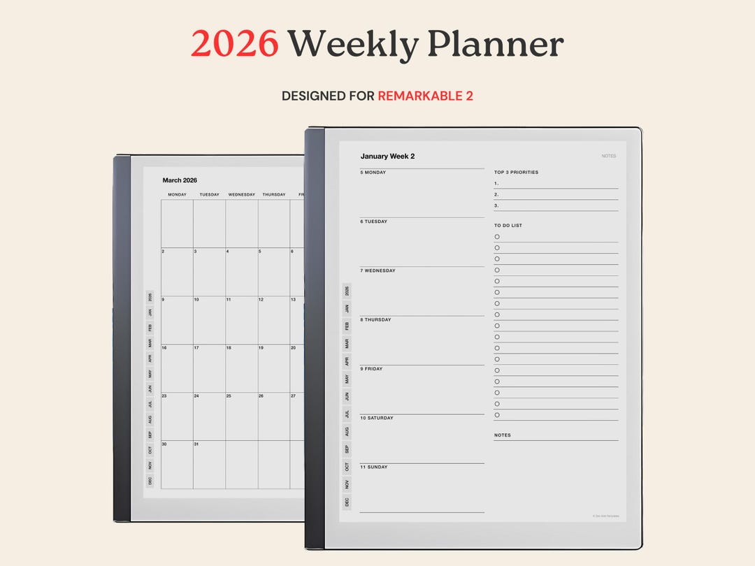 2026 Wochenplaner Template für reMarkable 2 - Etsy.de