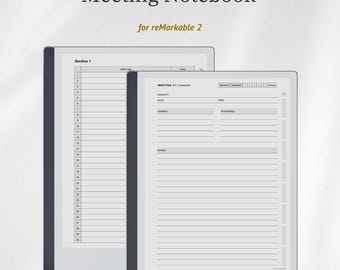 Meeting Notes Template for reMarkable 2, Meeting Notebook