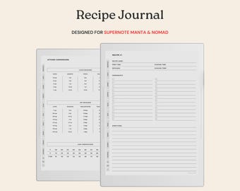 Carnet de recettes pour Supernote Manta A5X et Supernote Nomad A6X