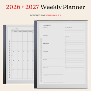 Modello di pianificatore settimanale 2026 + 2027 per reMarkable 2