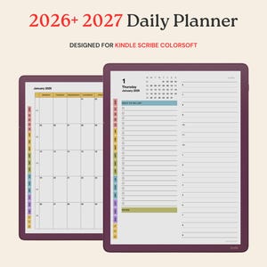 2026 + 2027 Daily Planner Template for Kindle Scribe Colorsoft