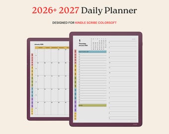2026 + 2027 Daily Planner Template for Kindle Scribe Colorsoft