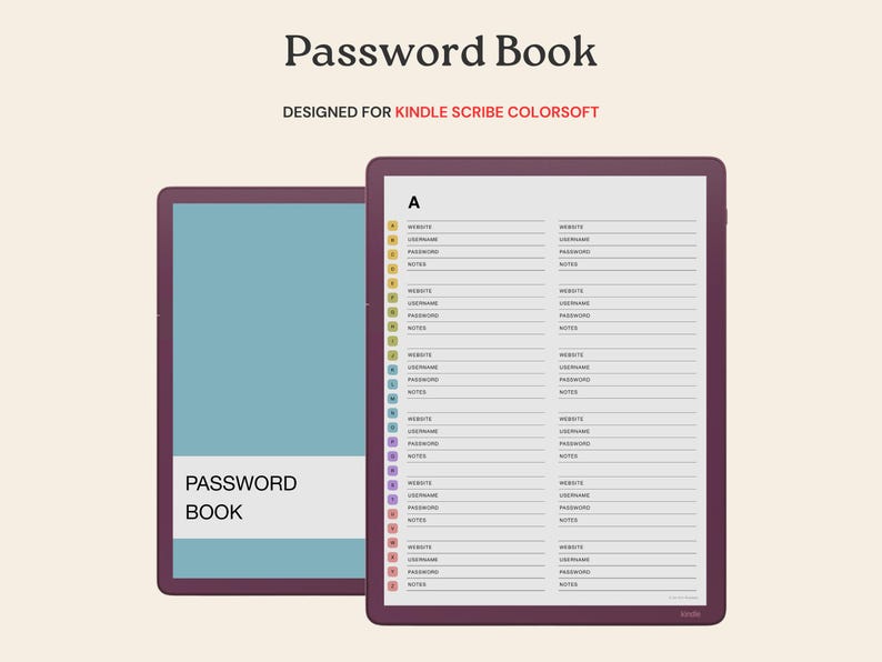 Password Book Template for Kindle Scribe Colorsoft - Etsy