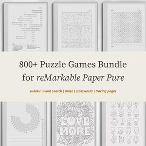 Puzzle Games Bundle for reMarkable Paper Pure - Sudoku, Maze, Word Search, Crossword, Tracing Pages