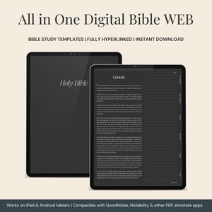 Dark Mode Digital Bible WEB | Digital Journaling Bible | Digital Bible Journal PDF | Bible Study Templates