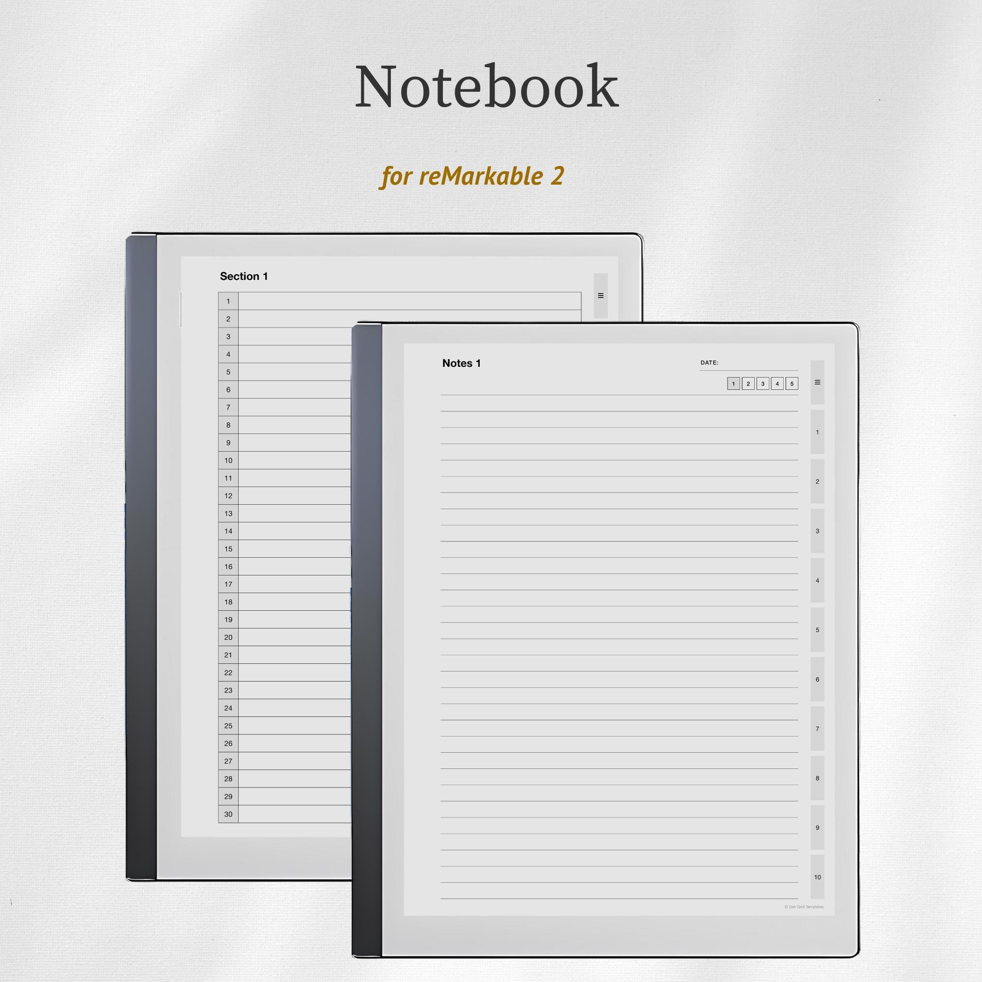 Notebook Template for Remarkable 2 - Etsy