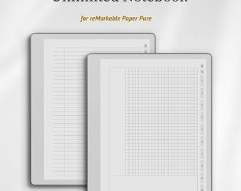 Unlimited Notebook for reMarkable Paper Pure, Premium Note Template