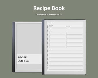 Recipe Journal for Remarkable 2 | Recipe Template for Remarkable 2