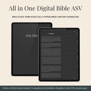 Dark Mode Digital Bible ASV | Digital Bible Journal | Digital Journaling Bible PDF | Bible Study Templates