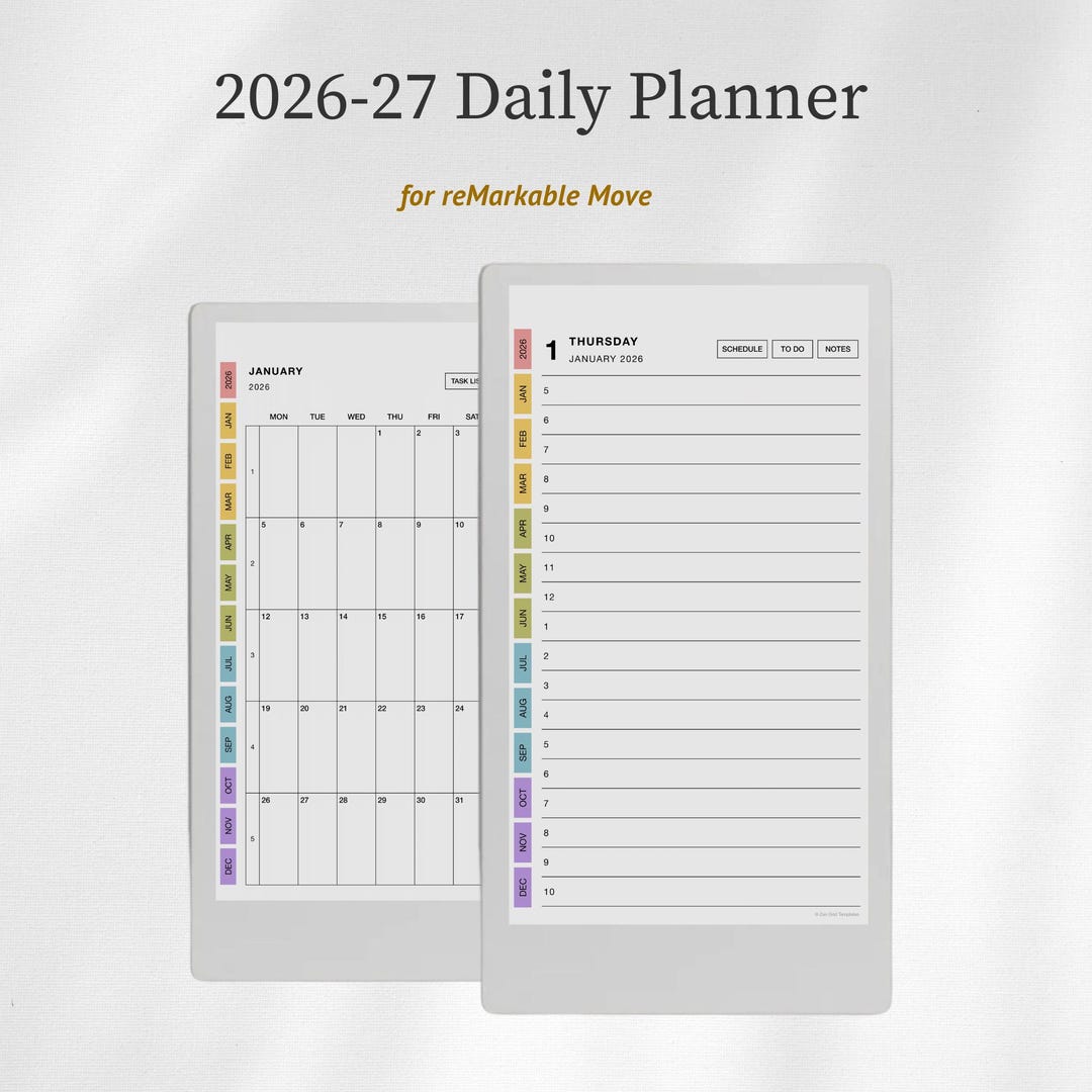 2026 + 2027 Daily Planner Template for Remarkable Paper Pro Move - Etsy ...