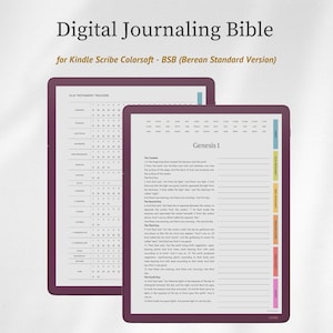 Digital Journaling Bible för Kindle Scribe Colorsoft (BSB), Bibelstudiemallar