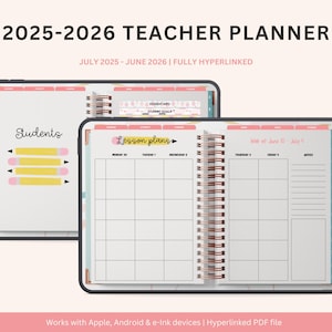 2025-2026 Digital Teacher Planner: 6 Lesson Plans (PDF File)