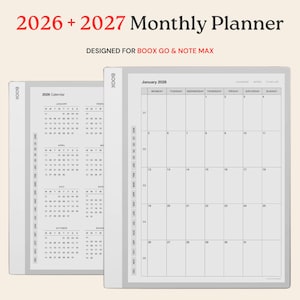 2026 + 2027 Monatskalender für BOOX Note Max & BOOX Go 10.3