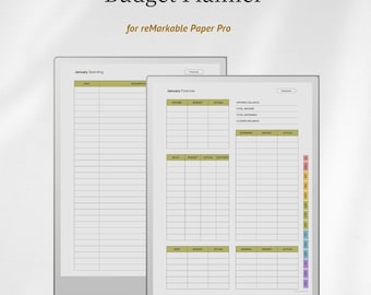 Budget Planner Template for reMarkable Paper Pro, Expense Tracker