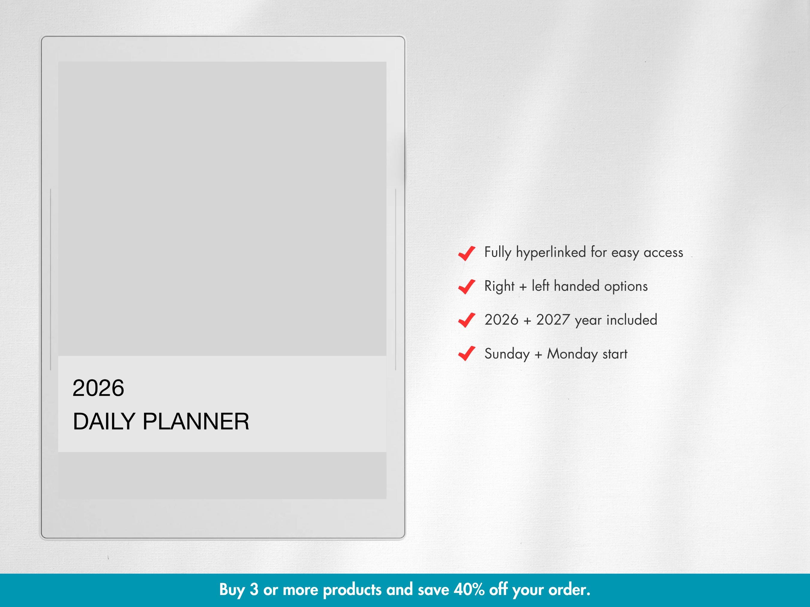 2026 + 2027 Daily Planner Template for Supernote Manta A5X & Supernote ...