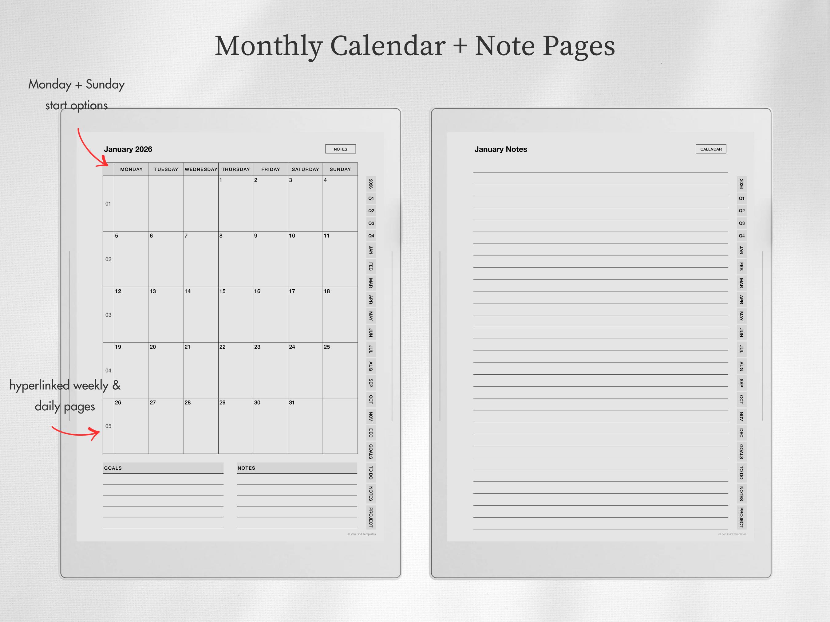 2026 + 2027 Daily Planner Template for Supernote Manta A5X & Supernote ...