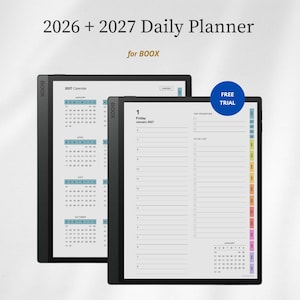 Plantilla de planificador diario 2026 + 2027 para BOOX
