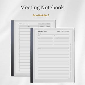 Modelo de anotações de reunião para reMarkable 2, Caderno de Reuniões