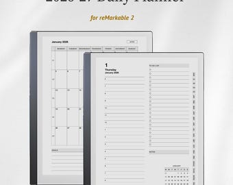 Plantilla de planificador diario 2026 + 2027 para reMarkable 2