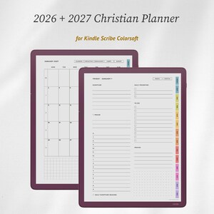 2026 + 2027 Daily Christian Planner for Kindle Scribe Colorsoft, Bible Study Template for Scribe Colorsoft