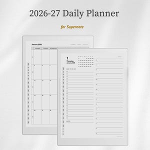 2026 + 2027 Daily Planner Template for Supernote Manta A5X & Supernote Nomad A6X
