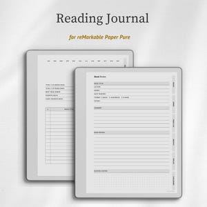 Reading Journal for reMarkable Paper Pure, Book Planner