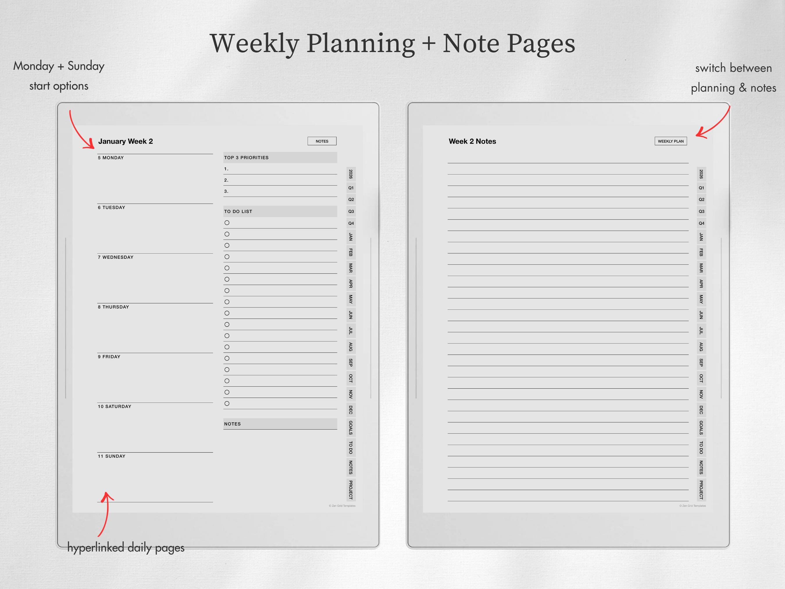 2026 + 2027 Daily Planner Template for Supernote Manta A5X & Supernote ...