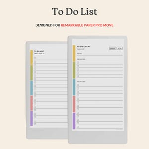 Mall för att göra-lista för reMarkable Paper Pro Move, uppgiftsplanerare