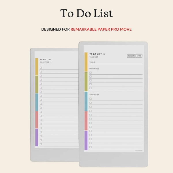To Do List Template for reMarkable Paper Pro Move, Task Planner