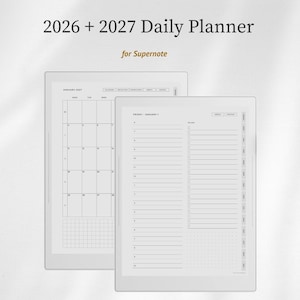 Planificador diario todo en uno 2026 + 2027 para Supernote, plantilla de planificador con hipervínculos