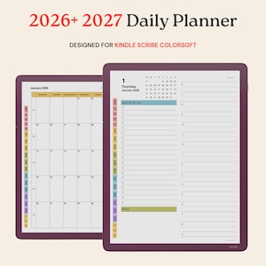 2026 + 2027 Tagesplaner Template für Kindle Scribe Colorsoft