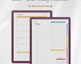 Premium 2026 + 2027 Daily Planner Template for Kindle Scribe Colorsoft